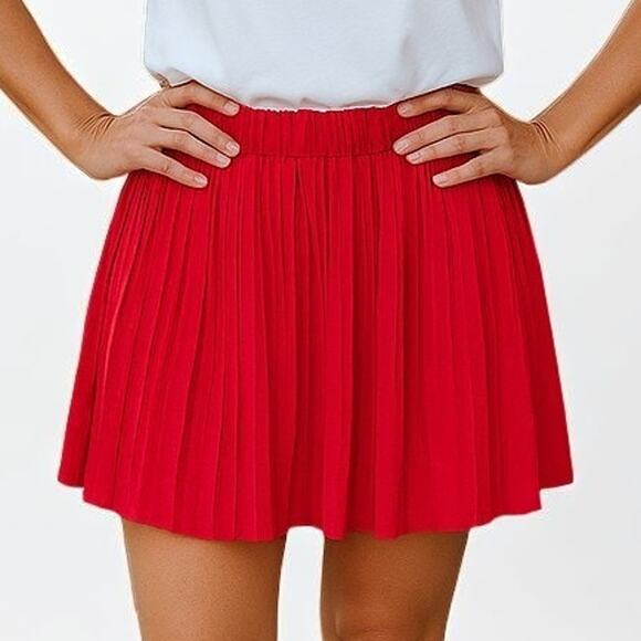 BCBGENERATION Red Vintage 2000s Accordion Pleated Mini Skirt - Picture 1 of 11